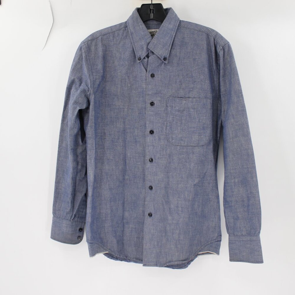 Naked & Famous Denim Shirt Men Small Blue Button Down Long Sleeve Chambray thick